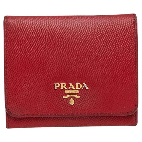 wallet prada red|Prada red saffiano wallet.